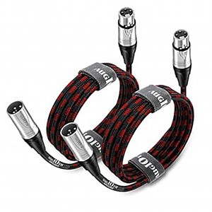 XLR Pro Mic Cable 10 ft 2 Pack 3 Meter Male to Female XLR Cables 3-pin Red Balanced Shielded Microphone Cord for Amplifier Mixer,Speaker Systems,Recording Studio