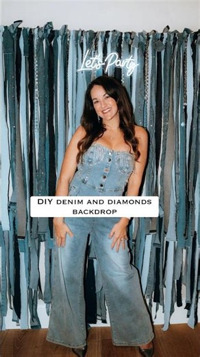 DIY Denim and diamonds photo backdrop #jarty #denimparty #denimanddiamonds #partyideas #partythemes