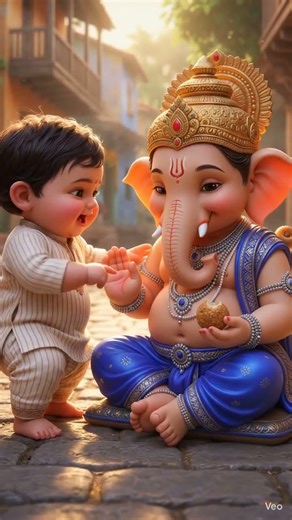 Cute Baby with Ganpati Bappa 😍 | Deva Shree Ganesha ❤️ #shorts