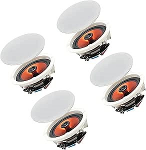 Herdio 6.5" 600 Watts Bluetooth Ceiling Speakers Wireless Home Recessed Speaker System Suitable for Indoor,Kitchen,Home Theater,Bedroom,Office,Covered Patio（4 Speakers）