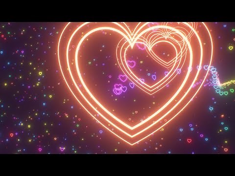 Beautiful Neon Light Heart Shaped Trail Tunnel Glowing Rainbow Colors 4K Motion Background for Edits