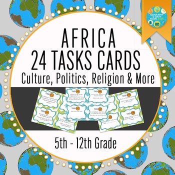 Africa Task Cards | World Geography Activity | Landforms, Culture, and History