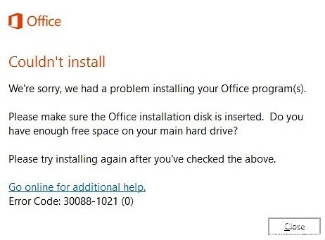 How to Troubleshoot Microsoft Office Error Code 30088-1021 (0) on Windows 10 - Windows Bulletin