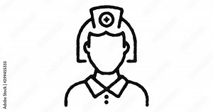 Nurse outline icon animation footage/video. Hand drawn like symbol animated with motion graphic, can be used as loop item, has alpha channel and it's at 4K video resolution.