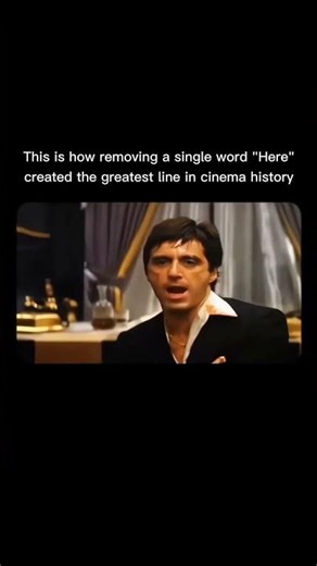 In Scarface (1983), the famous line "Say hello to my little friend!"