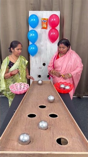 Best family steel ball poping balloon challenge #game #shorts