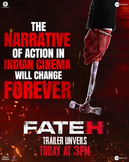 The storm of action is coming today at 3 PM! 🔥 #Fateh trailer out today. Releasing in cinemas on 10th January Sonu Sood Jacqueline Fernandez #VijayRaaz #ShivJyotiRajput #SonaliSood #UmeshKrBansal #AnjaliRaina #BhumikaTewariBhandula #AkashdeepSabir #LeeWhittaker #VincenzoCondorelli Zee Music Company Shakti Sagar Productions #AjayDhama Vedish Naidu Fateh | Zee Studios
