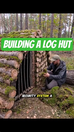 BUILDING A LOG HUT IN FOREST