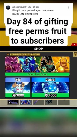 Day 84 of gifting free perms fruit to subscribers