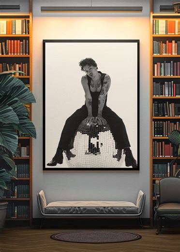 Harry Styles Portrait Wall Art | Harrys House Artist Poster | Black & White Disco Ball Decor | Kiss All the Time. Disco, Occasionally - Etsy