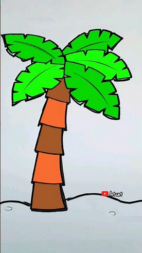How to draw easy coconut tree