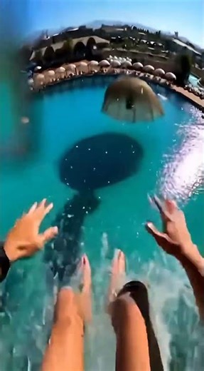 Waterslide into pool full of giant fish #funny #memes