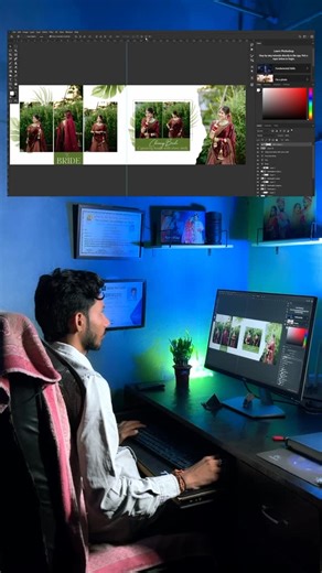 SELU | Wedding albums design on Instagram: "Wedding album design bride 👰 dm @selu_design_hub #bride #albumdesign #photographer #album #weddingalbum #photoshop #albumdesign #psd #12x36 #wedding #beforeandafter #videoediting #graphic #design #indianwedding #viral #videoediting #selu #seludesignhub"
