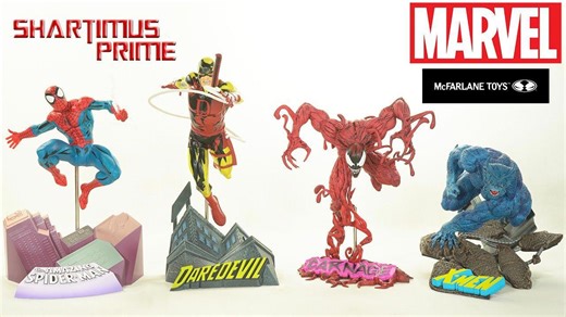 Marvel Mcfarlane Spider-man, Carnage, Beast And Daredevil Figure Statue Review