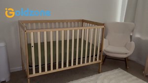 Baby Crib 5-in-1 Convertible, Wooden Nursery Cribs Converts to Toddler Bed, Daybed and Full Size Bed, 3 Adjustable Base, Non-Toxic Finish