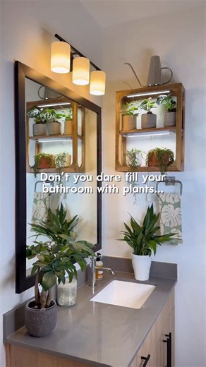 Mariah Harman | Houseplant Tips on Instagram: "Are you one of the lucky ones with huge bathroom windows or do you struggle with natural light in there like the rest of us 😂 It feels so much warmer in here, I love it 🌿✨ what do you think? Comment DETAILS & I’ll send you the info for this shelf! 💡These are the @barrina_us T5 Grow Lights & are a great energy efficient LED option. I use them for many of my plant shelves 🙌 (code ‘MARIAHGROWS’ for 20% off) Make sure you are following for more hous