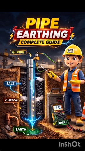 Pipe Earthing Complete Process | Step by Step Full Guide ⚡#earthing #shorts #electrical #viral