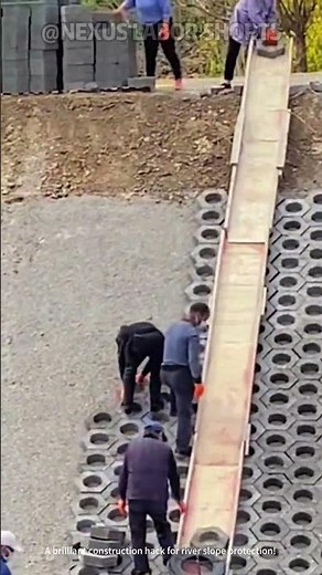 Slope Protection Brick Laying! Gravity Chute for Efficient Construction