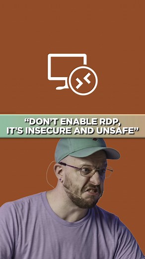 People love to say Windows RDP is insecure, but I think that statement usually misses the context. RDP traffic is encrypted, supports Network Level Authentication, and can be used safely when it's operating inside a private network that isn't exposed directly to the internet. Security is about layers, not blindly disabling useful tools because somebody on social media told you they were dangerous. I also argue that good security practices matter far more than fearmongering about RDP itself. I us