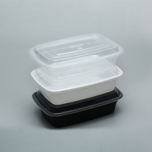 [Hot Item] 750m 1000ml Black Disposable Food Grade Takeaway Plastic Food Containers with Lids