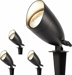 LUTEC 12V Low Voltage Landscape Lighting, Die-cast Aluminum Spot Lights with Connectors, IP65 Waterproof Outdoor Landscape Spotlights, 5W 550LM Warm White 3000K for Tree Garden Yard Pathway, 4 Pack