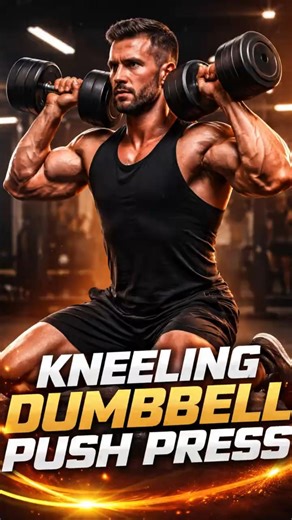 Kneeling Dumbbell Push Press 🔥 Build Explosive Shoulder Power #fitness #sports #crossfit #short