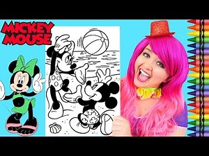 Coloring Mickey & Minnie Mouse Beach GIANT Coloring Page Crayola Crayons | KiMMi THE CLOWN