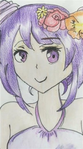 I draw anime with color pencils #shorts