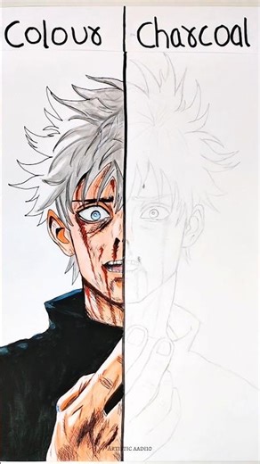 Drawing Gojo with Watercolors! 🤯 | Jujutsu Kaisen Art Challenge #shorts
