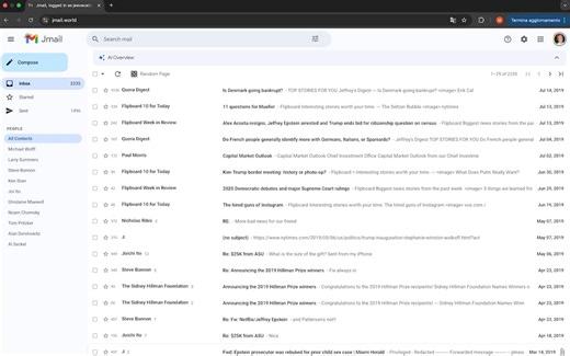 Le email di Jeffrey Epstein sono online su Jmail, il clone di Gmail: cos'è e come funziona