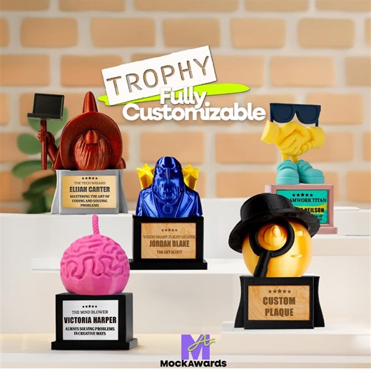 Custom Trophy, Build Your Trophy, Funny Office Awards, Employee Recognition Gifts, Personalized Desk Awards, 3D Printed Custom Trophies - Etsy
