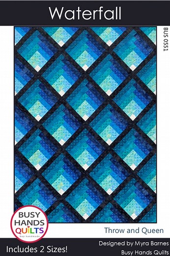 2 Sizes Waterfall Quilt Pattern PRINTED, Two Color Ombre Gradating Pattern, Throw and Queen, Colorwash Log Cabin Blocks, Busy Hands Quilts - Etsy