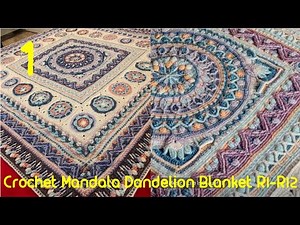 How to Crochet a Mandala Dandelion Blanket Part 1 (Rounds 1 -12)