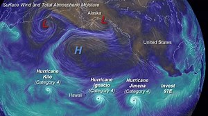 66K views · 318 reactions | Historic central & eastern Pacific hurricane outbreak: three major hurricanes (all category 4!) simultaneously for the first time on record! A major hurricane is defined as a category 3 or higher. A Category 4 hurricane has maximum sustained winds of 113–136 knots (130–156 mph, 209–251 km/h). Map courtesy of earth.nullschool.net | US National Weather Service Boise Idaho | Facebook
