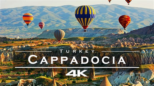 Cappadocia Turkey breathtaking 4K drone aerial over fairy chimneys and valleys