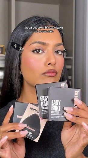 NEW easy bake pressed powder by ‪@Hudabeauty‬!! testing the airbrush matte pressed powder👀✨ #makeup