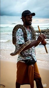 Cute Python Encounter on a Sri Lankan Beach