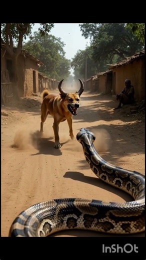 Horned Dog vs Giant Python 😱 | Shocking Village Road Encounter#