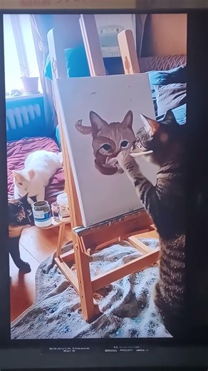 弟子猫「先生の絵は...ブフ！」先生「何がおかしい！？💢」 #三毛猫 #ねこ #shorts