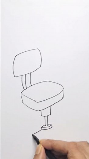 How to draw a chair, office chair easy for beginners #perspectivedrawing #drawing