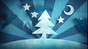 Cardboard blue christmas tree loop 5 Stock Video