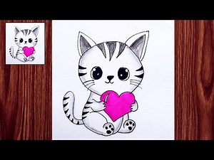 How to Draw a Cute cat | Cute cat drawing pencil | Cat drawing easy and beautiful | a cute cat draw
