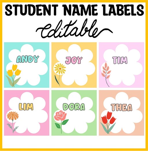 Colorful Spring Student Name Labels, Spring Name Plates, Spring Bin Tags, Back to School Spring Floral Name Labels, Locker Labels, Tags - Etsy Canada