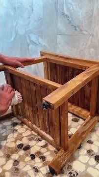 Let’s clean our teak shower bench today!