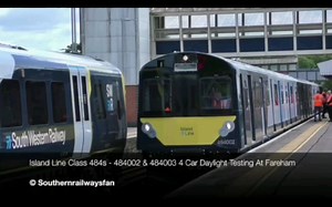 【英国铁路•转配的二手车class484两组重联在试车的视频•第三轨取电的电力动车组EMUtrain哟_(:D)∠)_鐵道鉄道轨道交通火车迷电车】