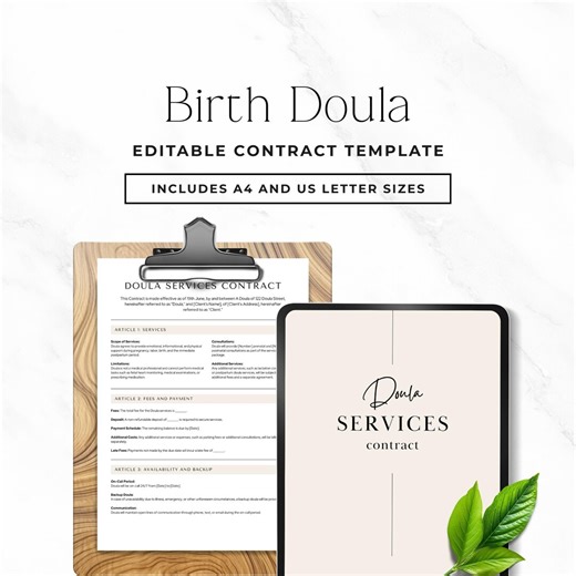Birth Doula Contract Template, Editable Doula Agreement Canva, Printable Client Service Contract for Doula Business - Etsy