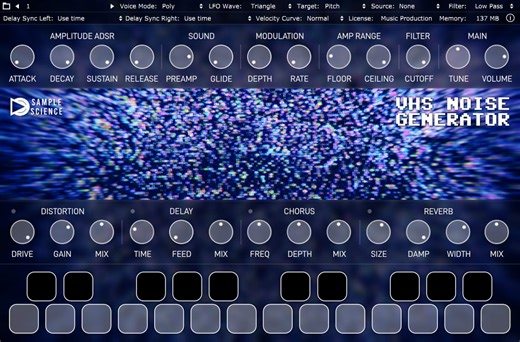 VHS Noise Generator by SampleScience - ROMpler Plugin VST VST3 Audio Unit