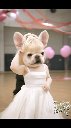 Grease Prom Dance 🐷 🪩 #Grease #Frenchie #FrenchBulldog #JohnTravolta #OliviaNewtonJohn #Musical