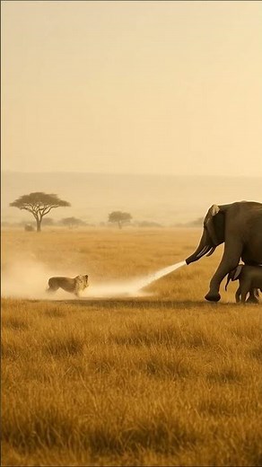 Elephant’s Water Cannon Blast to Protect Her Baby!