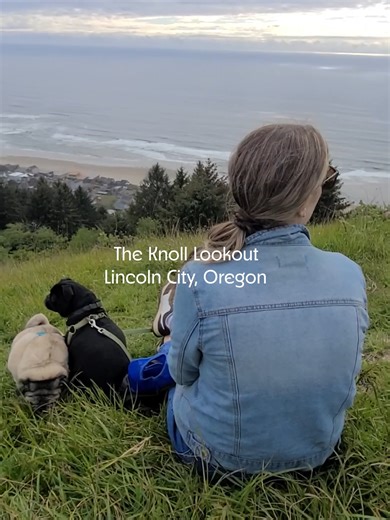 At the top of The Knoll Open Space Trailhead in Lincoln City (3-mile loop), you get sweeping panoramic views of Devils Lake, the Pacific Ocean, and miles of beautiful coastline. #oregoncoast #beach #pacificnorthwest #vacation #oregon #petfriendly #springbreak #family #hiking #redcrabrentals#puglife #pugs#pugsoftiktok #lincolncity #lincolncityoregon #explorelincolncity